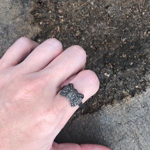 Vintage deco bow ring sterling silver marcasite